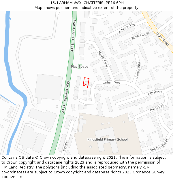 16, LARHAM WAY, CHATTERIS, PE16 6PH: Location map and indicative extent of plot