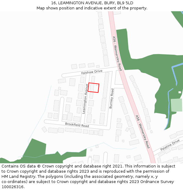 16, LEAMINGTON AVENUE, BURY, BL9 5LD: Location map and indicative extent of plot