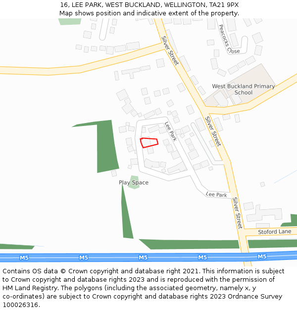 16, LEE PARK, WEST BUCKLAND, WELLINGTON, TA21 9PX: Location map and indicative extent of plot