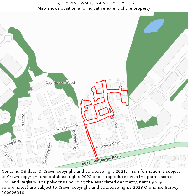 16, LEYLAND WALK, BARNSLEY, S75 1GY: Location map and indicative extent of plot