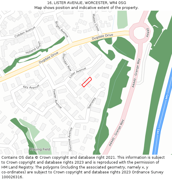 16, LISTER AVENUE, WORCESTER, WR4 0SG: Location map and indicative extent of plot