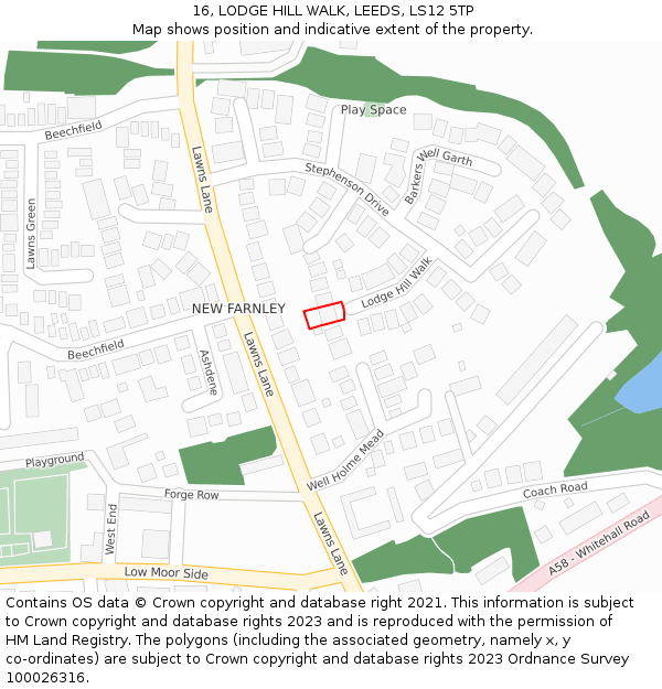 16, LODGE HILL WALK, LEEDS, LS12 5TP: Location map and indicative extent of plot
