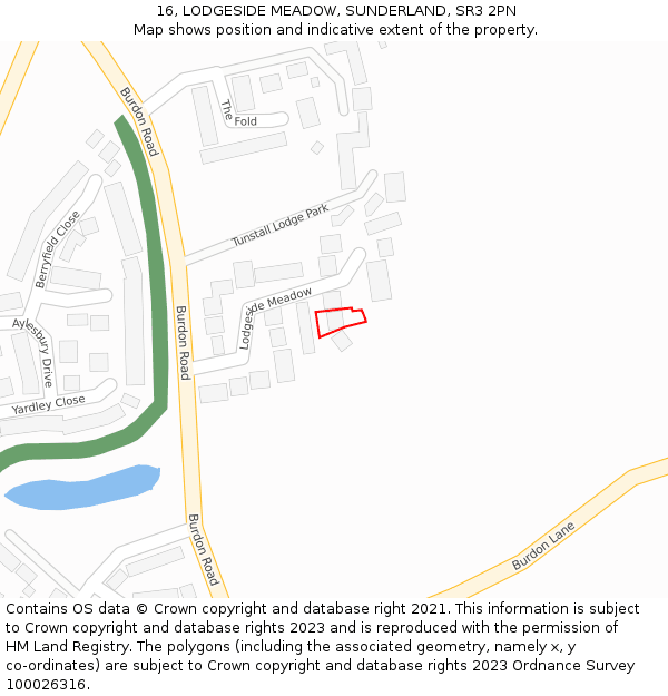 16, LODGESIDE MEADOW, SUNDERLAND, SR3 2PN: Location map and indicative extent of plot