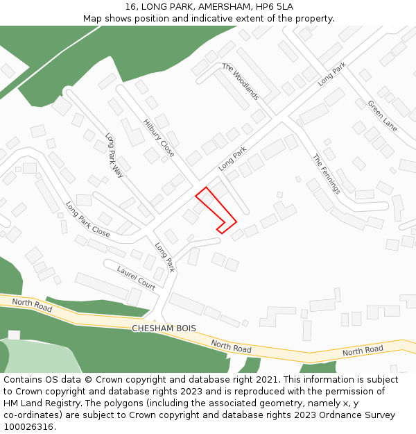 16, LONG PARK, AMERSHAM, HP6 5LA: Location map and indicative extent of plot