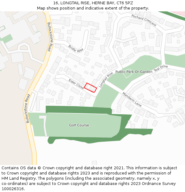 16, LONGTAIL RISE, HERNE BAY, CT6 5PZ: Location map and indicative extent of plot