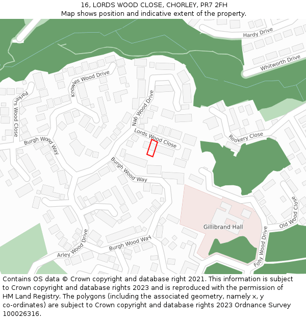 16, LORDS WOOD CLOSE, CHORLEY, PR7 2FH: Location map and indicative extent of plot