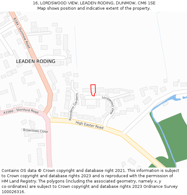 16, LORDSWOOD VIEW, LEADEN RODING, DUNMOW, CM6 1SE: Location map and indicative extent of plot