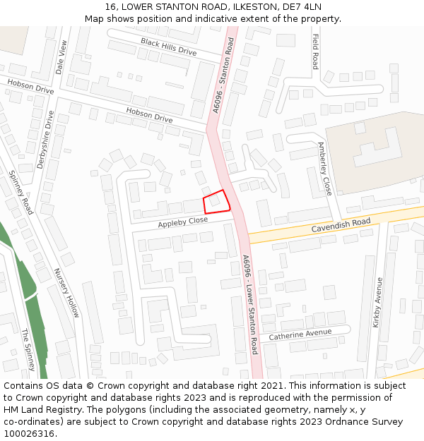 16, LOWER STANTON ROAD, ILKESTON, DE7 4LN: Location map and indicative extent of plot