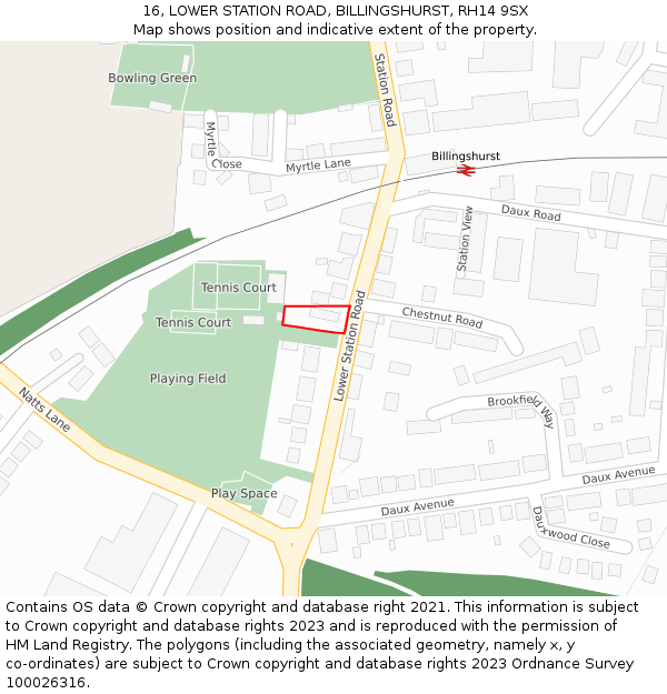 16, LOWER STATION ROAD, BILLINGSHURST, RH14 9SX: Location map and indicative extent of plot