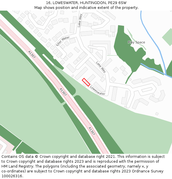 16, LOWESWATER, HUNTINGDON, PE29 6SW: Location map and indicative extent of plot