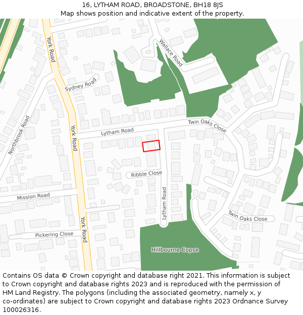 16, LYTHAM ROAD, BROADSTONE, BH18 8JS: Location map and indicative extent of plot