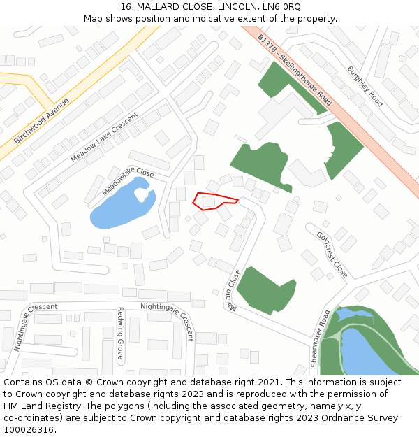 16, MALLARD CLOSE, LINCOLN, LN6 0RQ: Location map and indicative extent of plot