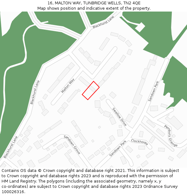 16, MALTON WAY, TUNBRIDGE WELLS, TN2 4QE: Location map and indicative extent of plot