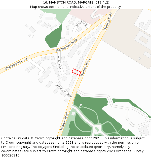 16, MANSTON ROAD, MARGATE, CT9 4LZ: Location map and indicative extent of plot