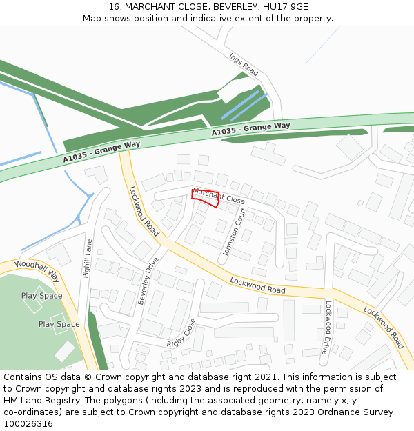 16, MARCHANT CLOSE, BEVERLEY, HU17 9GE: Location map and indicative extent of plot