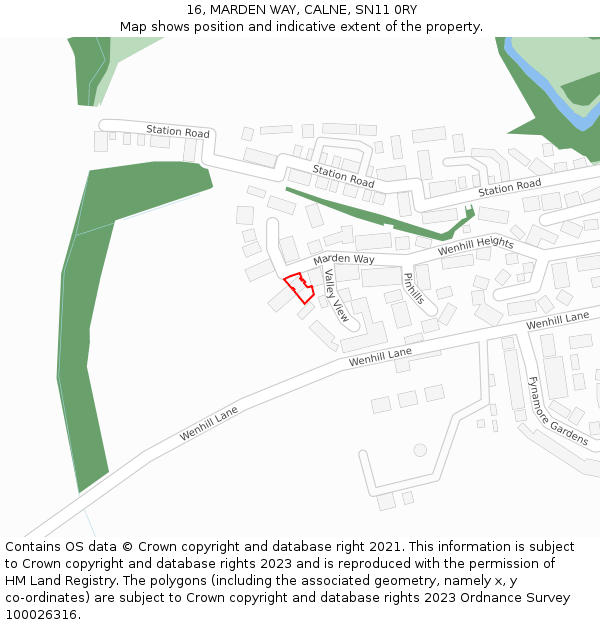 16, MARDEN WAY, CALNE, SN11 0RY: Location map and indicative extent of plot