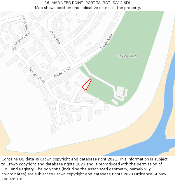 16, MARINERS POINT, PORT TALBOT, SA12 6DL: Location map and indicative extent of plot