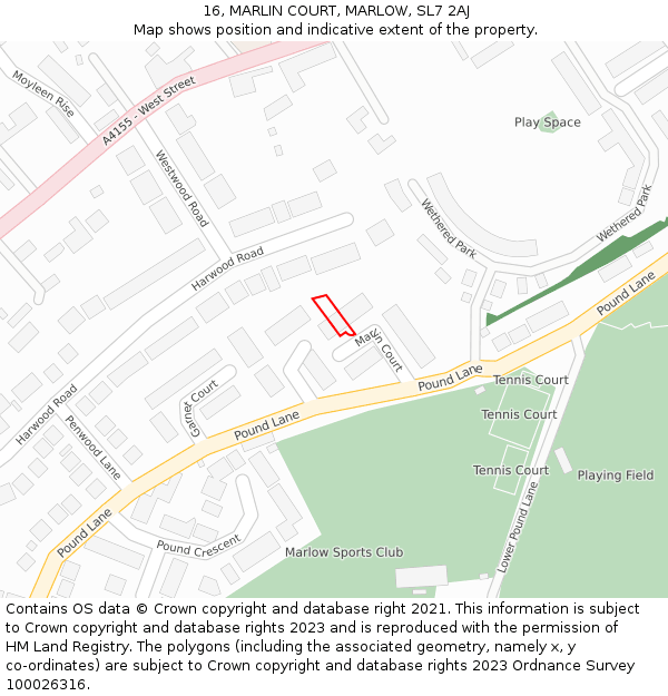 16, MARLIN COURT, MARLOW, SL7 2AJ: Location map and indicative extent of plot