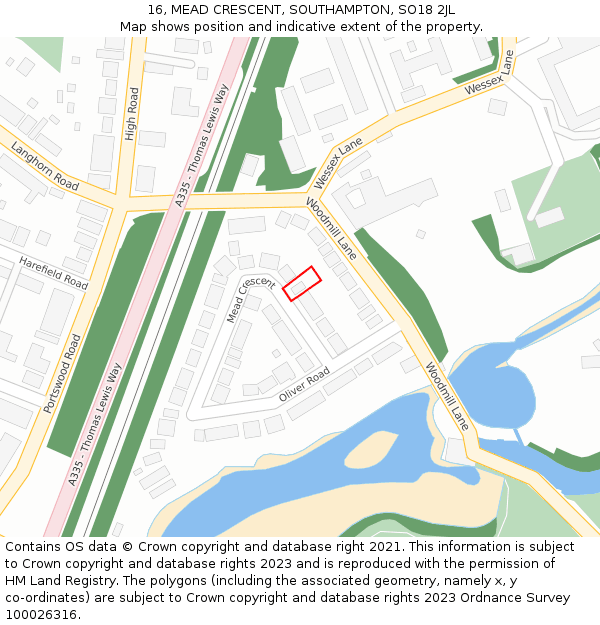 16, MEAD CRESCENT, SOUTHAMPTON, SO18 2JL: Location map and indicative extent of plot