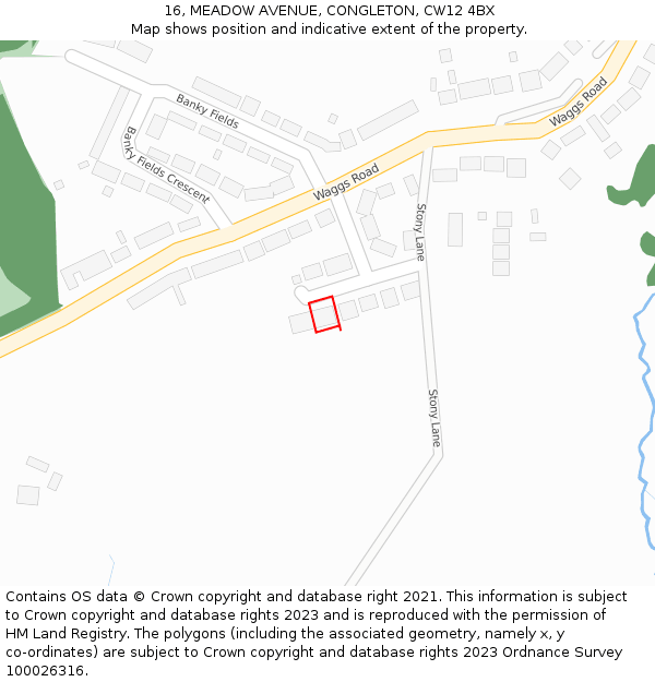 16, MEADOW AVENUE, CONGLETON, CW12 4BX: Location map and indicative extent of plot