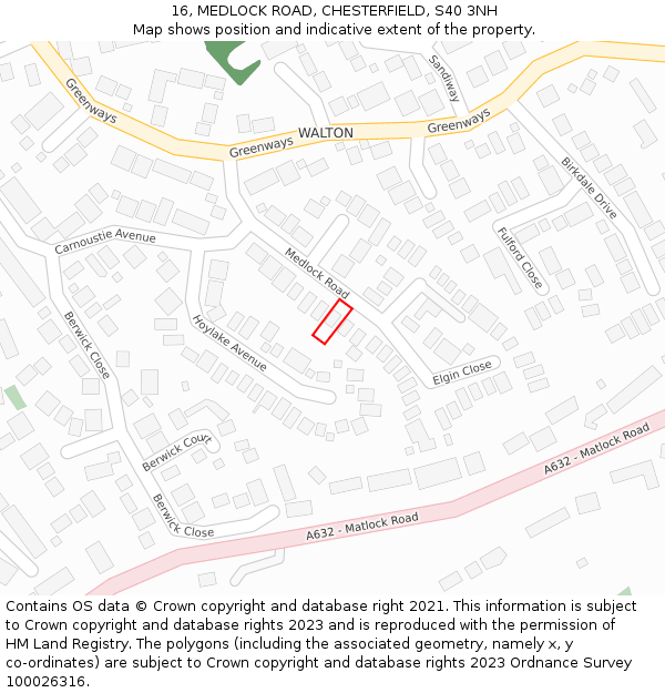 16, MEDLOCK ROAD, CHESTERFIELD, S40 3NH: Location map and indicative extent of plot