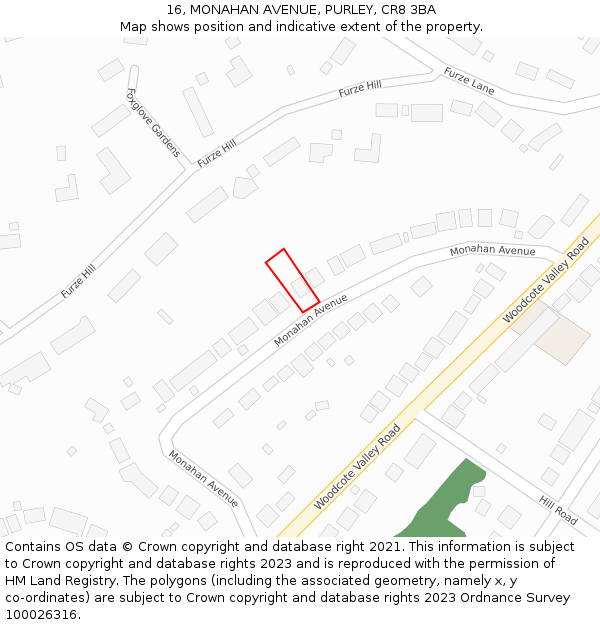 16, MONAHAN AVENUE, PURLEY, CR8 3BA: Location map and indicative extent of plot