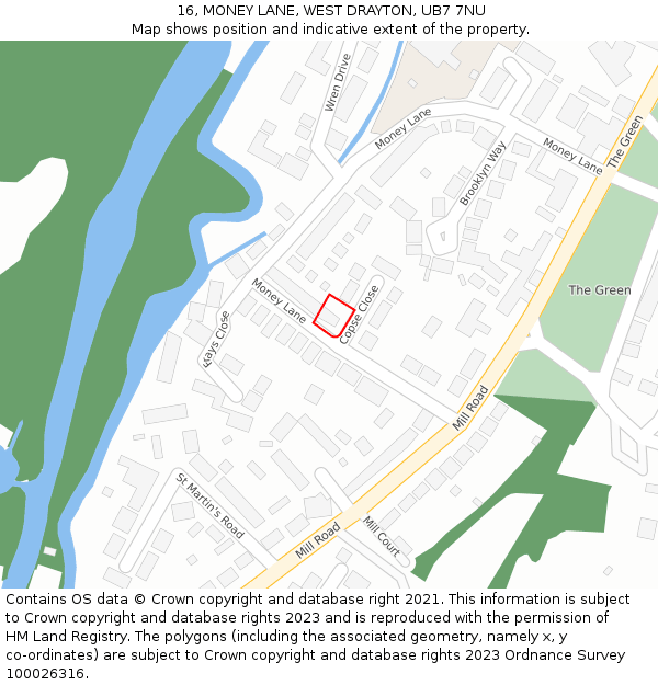 16, MONEY LANE, WEST DRAYTON, UB7 7NU: Location map and indicative extent of plot