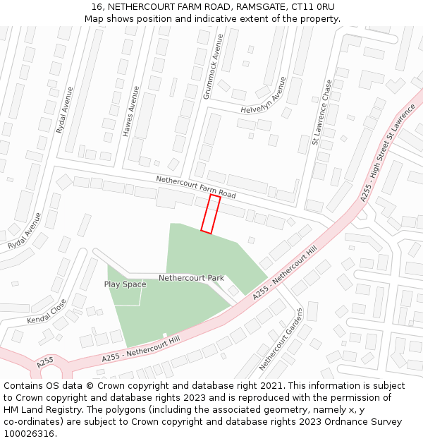 16, NETHERCOURT FARM ROAD, RAMSGATE, CT11 0RU: Location map and indicative extent of plot