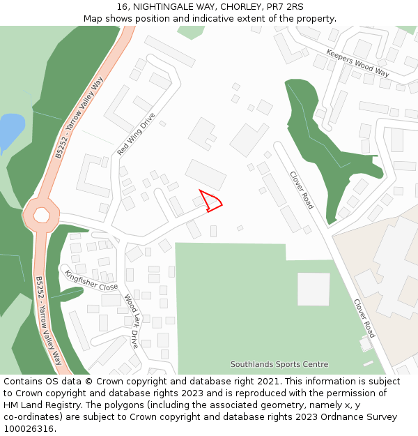 16, NIGHTINGALE WAY, CHORLEY, PR7 2RS: Location map and indicative extent of plot