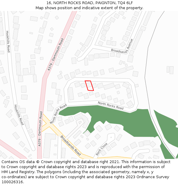 16, NORTH ROCKS ROAD, PAIGNTON, TQ4 6LF: Location map and indicative extent of plot