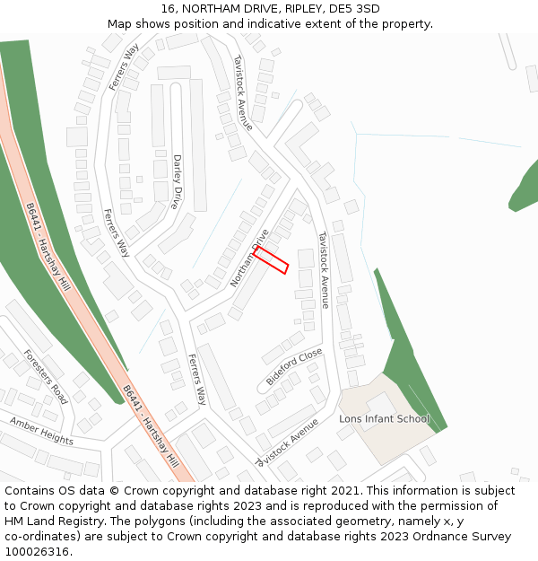 16, NORTHAM DRIVE, RIPLEY, DE5 3SD: Location map and indicative extent of plot