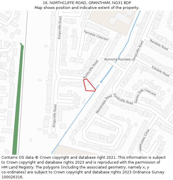 16, NORTHCLIFFE ROAD, GRANTHAM, NG31 8DP: Location map and indicative extent of plot