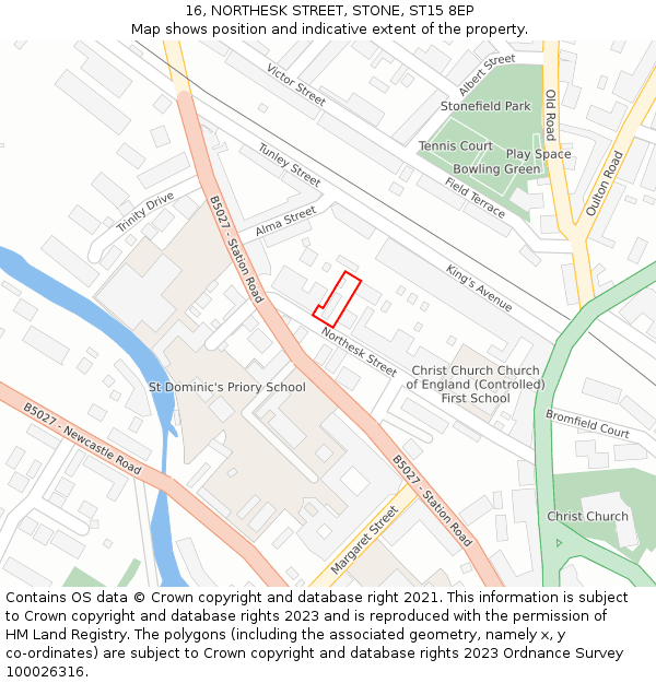 16, NORTHESK STREET, STONE, ST15 8EP: Location map and indicative extent of plot