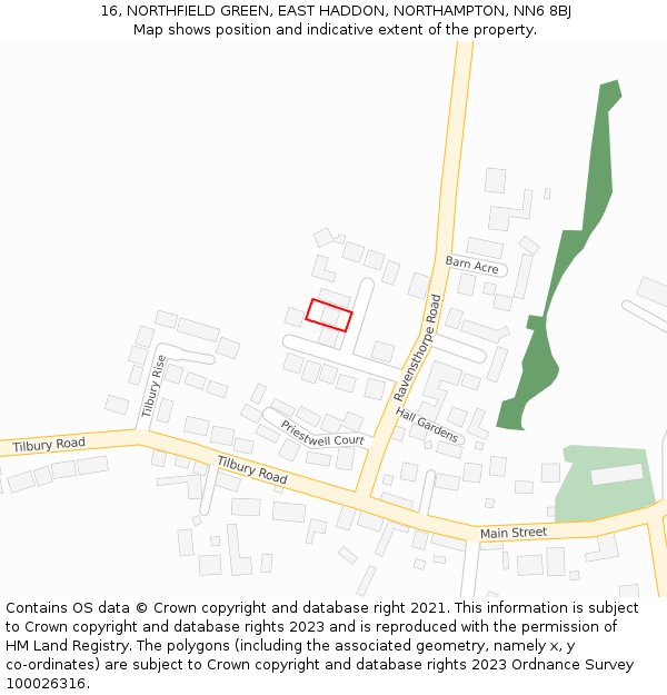 16, NORTHFIELD GREEN, EAST HADDON, NORTHAMPTON, NN6 8BJ: Location map and indicative extent of plot