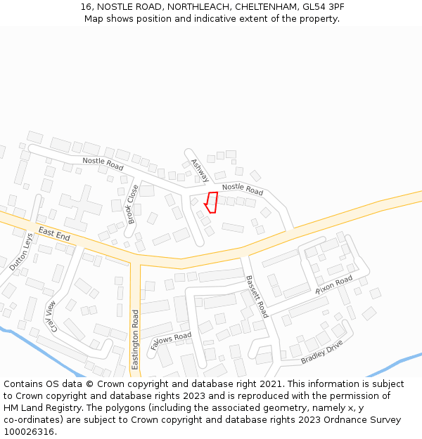 16, NOSTLE ROAD, NORTHLEACH, CHELTENHAM, GL54 3PF: Location map and indicative extent of plot