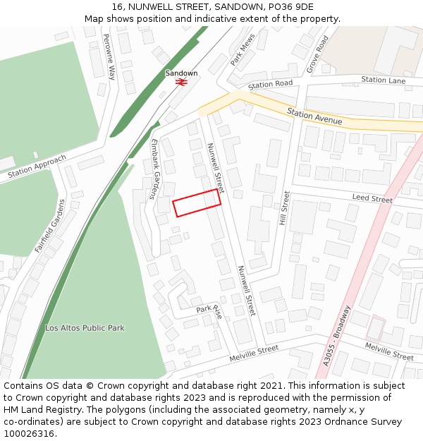 16, NUNWELL STREET, SANDOWN, PO36 9DE: Location map and indicative extent of plot