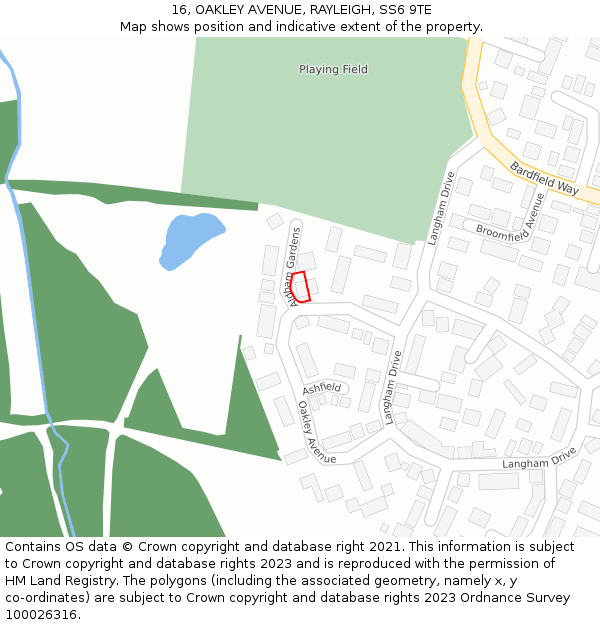 16, OAKLEY AVENUE, RAYLEIGH, SS6 9TE: Location map and indicative extent of plot