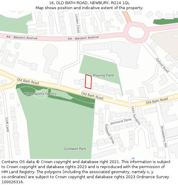 16, OLD BATH ROAD, NEWBURY, RG14 1QL: Location map and indicative extent of plot