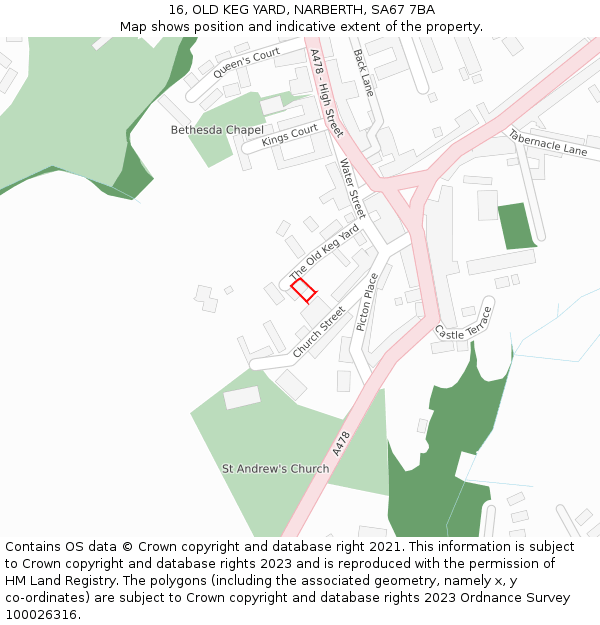 16, OLD KEG YARD, NARBERTH, SA67 7BA: Location map and indicative extent of plot