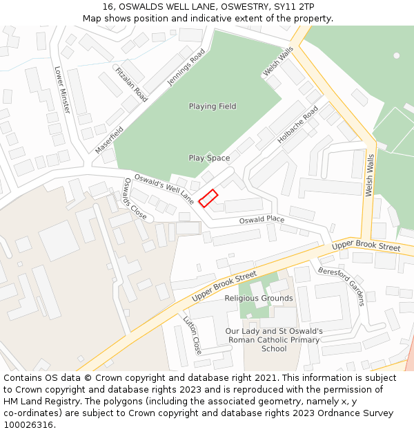 16, OSWALDS WELL LANE, OSWESTRY, SY11 2TP: Location map and indicative extent of plot