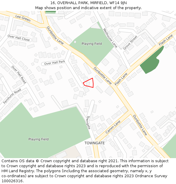 16, OVERHALL PARK, MIRFIELD, WF14 9JN: Location map and indicative extent of plot