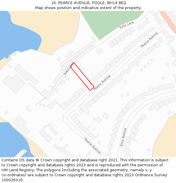 16, PEARCE AVENUE, POOLE, BH14 8EQ: Location map and indicative extent of plot