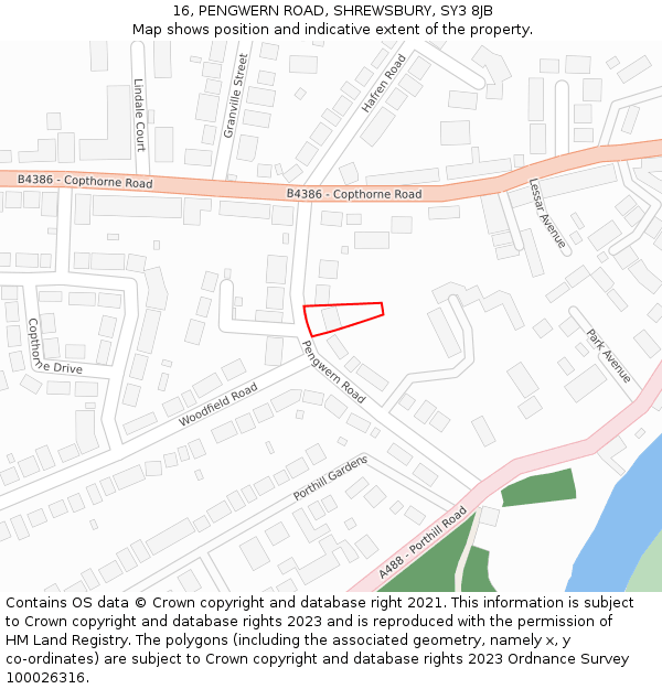 16, PENGWERN ROAD, SHREWSBURY, SY3 8JB: Location map and indicative extent of plot