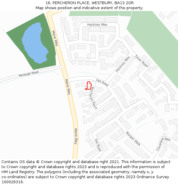 16, PERCHERON PLACE, WESTBURY, BA13 2GR: Location map and indicative extent of plot