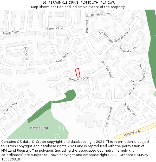 16, PERIWINKLE DRIVE, PLYMOUTH, PL7 2WR: Location map and indicative extent of plot