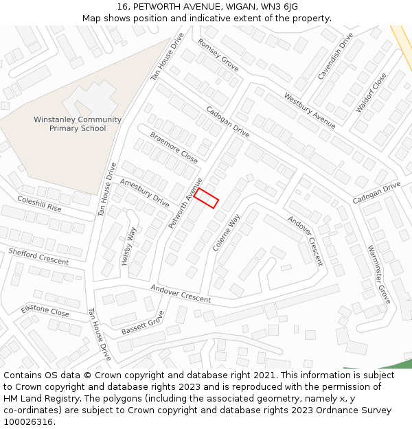 16, PETWORTH AVENUE, WIGAN, WN3 6JG: Location map and indicative extent of plot