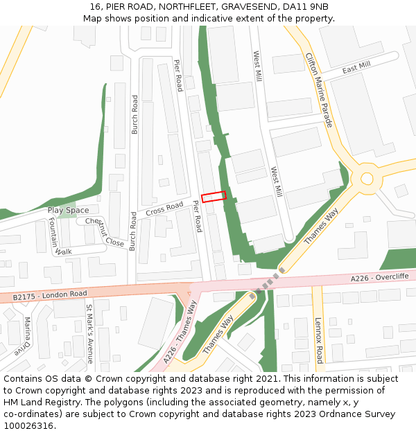 16, PIER ROAD, NORTHFLEET, GRAVESEND, DA11 9NB: Location map and indicative extent of plot