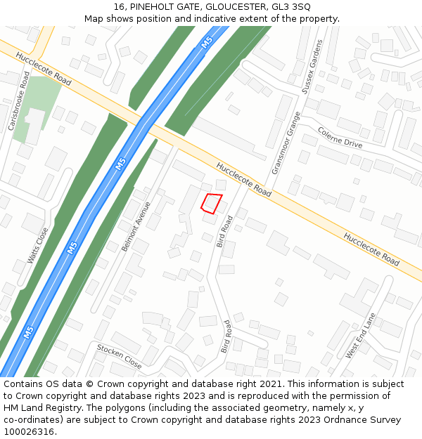 16, PINEHOLT GATE, GLOUCESTER, GL3 3SQ: Location map and indicative extent of plot