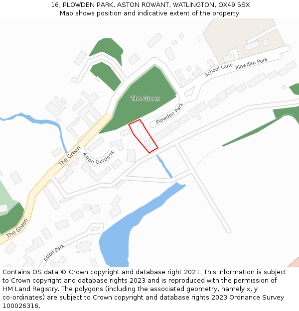 16, PLOWDEN PARK, ASTON ROWANT, WATLINGTON, OX49 5SX: Location map and indicative extent of plot