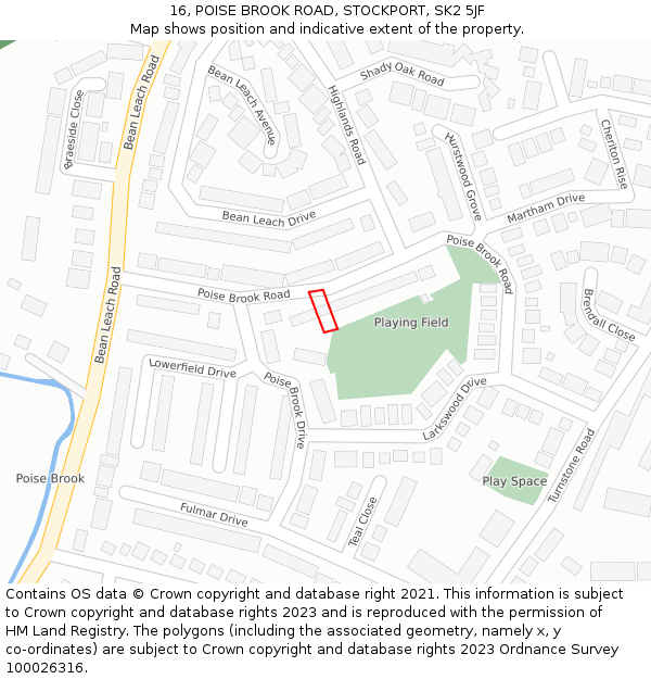 16, POISE BROOK ROAD, STOCKPORT, SK2 5JF: Location map and indicative extent of plot